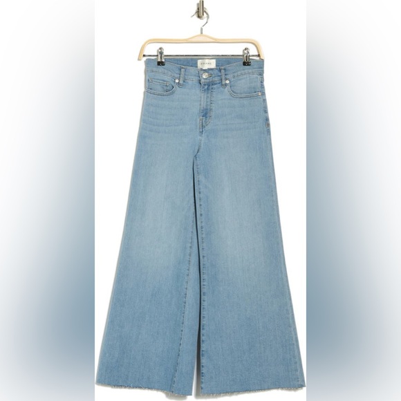 NWT FRAME Palazzo Crop Cutoff Jeans in Wilson Raw wash - Picture 3 of 5